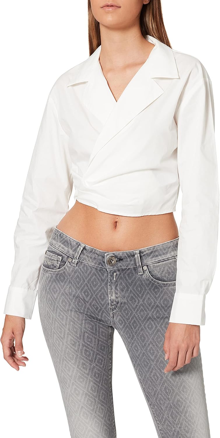 NA-KD Damen Overlap Cropped Shirt Hemd 36 Weiss, 36 Weiss