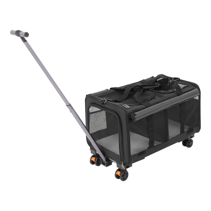 Transportbox mit Rollen für Hunde & Katze, Faltbare Katzentransportbox, Hundetransportbox mit atmung
