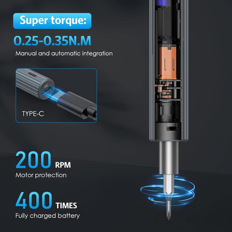 Brifit Mini Elektrischer Schraubendreher, 36 in 1 Wiederaufladbares Akkuschrauber, Präzisions Schrau