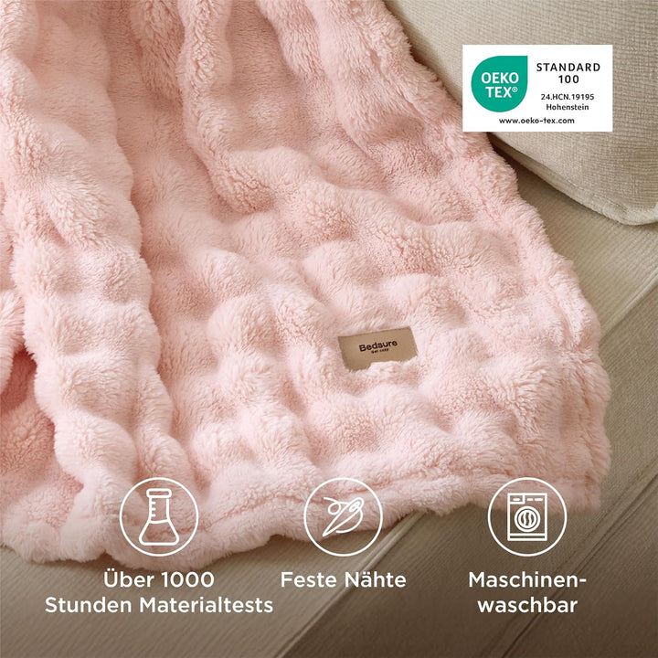 BEDSURE Kuscheldecke Flauschig Bubble Decke - Geschenke für Frauen Sofadecke, Wolldecke & Fleecedeck