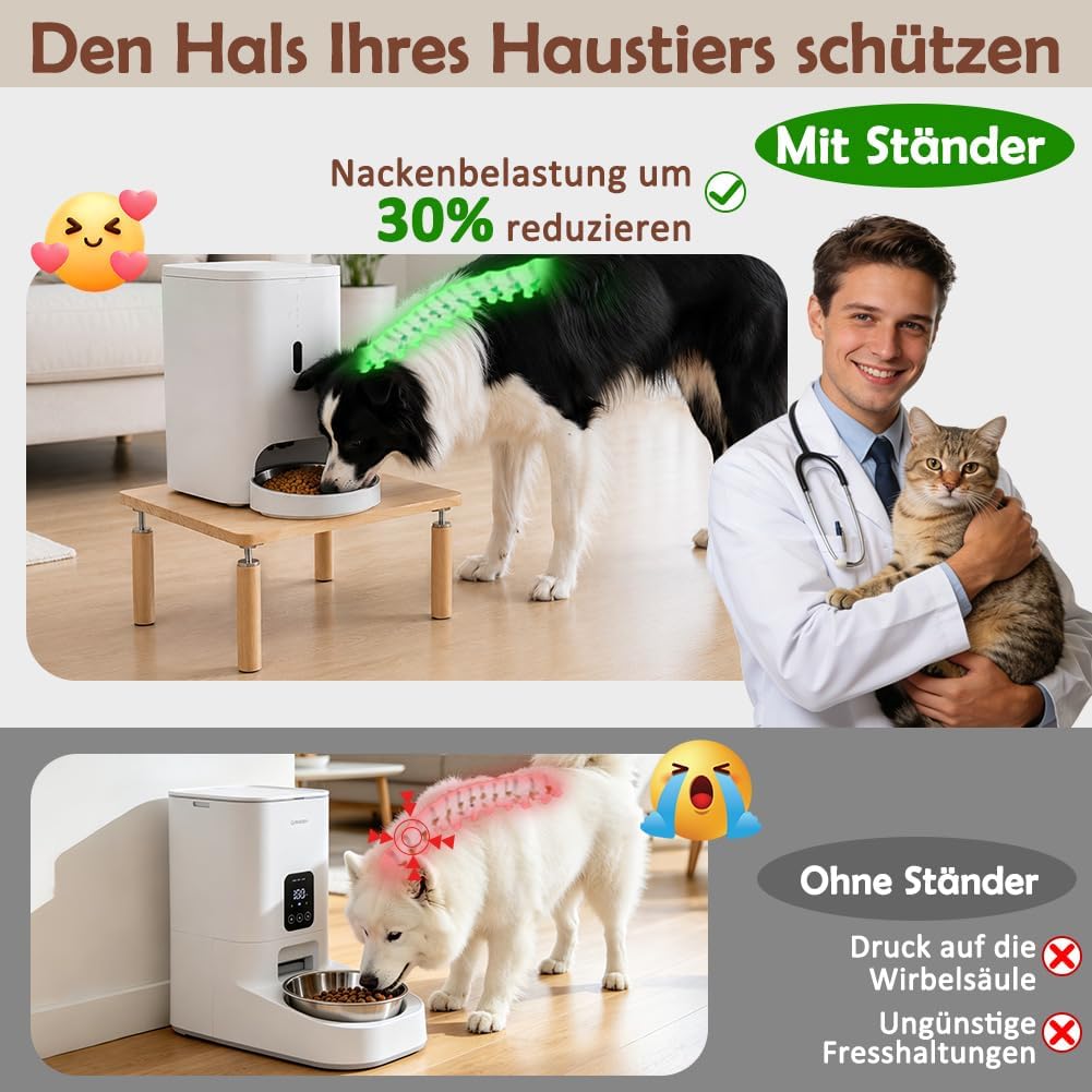 SZEE Verstellbare Erhöhung Futterautomat für Hunde aus Massivholz, L | 40x31x18cm, Entlastet Wirbels
