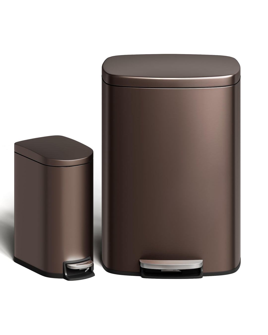 GarveeHome 50 Liter- und 10 Liter-Metallmülleimer-Set, rostfreier Küchen Mülleimer mit Deckel, pedal
