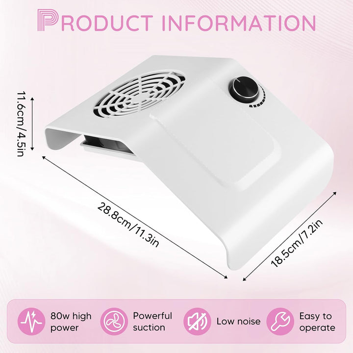 80W Nagelstaubsauger mit wiederverwendbarem Filter und einstellbarer Windgeschwindigkeit – effizient