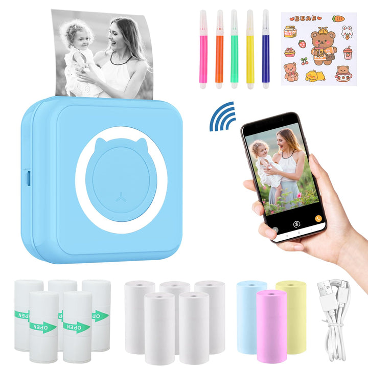 ZAKVOP Mini drucker, Mini drucker für Smartphone, fotodrucker für Smartphone, tragbar Thermal Drucke