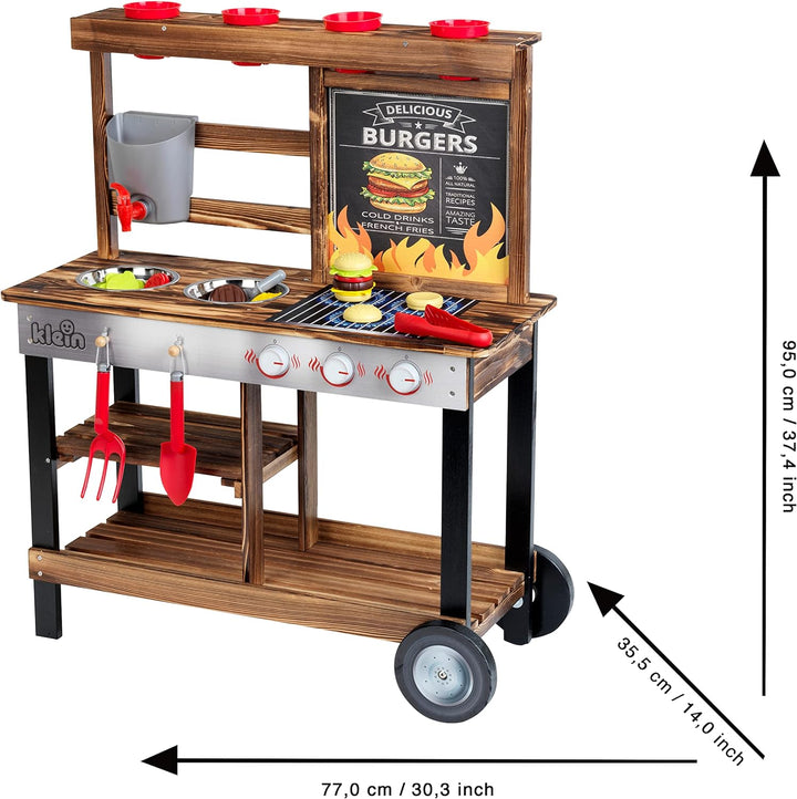 Theo Klein 2368 Beach Picnic - BBQ Country Sommer Küche I Matschküche aus Holz mit Grill- und Pflanz