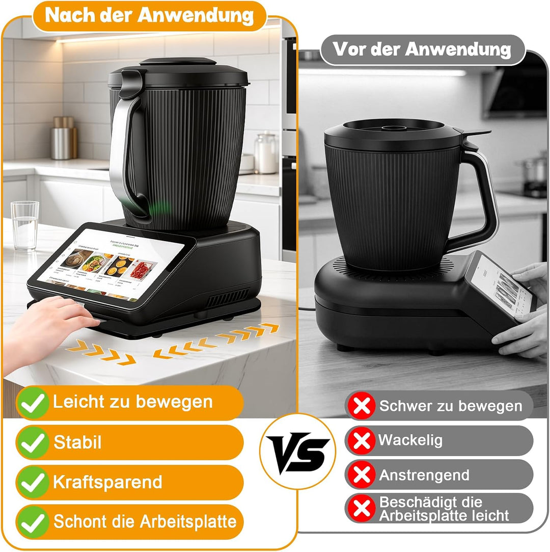 Gleitbrett kompatibel mit Thermomix TM7, TM7 Gleitbrett | Gleitbrett TM7 mit Rollen und Gummifüssen,