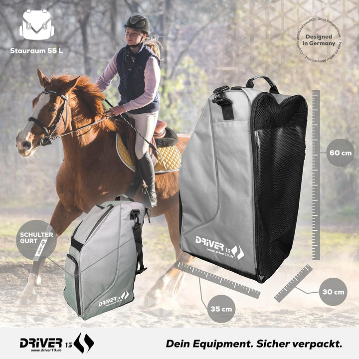 Driver13 Reitstiefelrucksack Reitstiefeltasche Stiefeletten Taschen Deluxe mit Helmfach für Reitstie