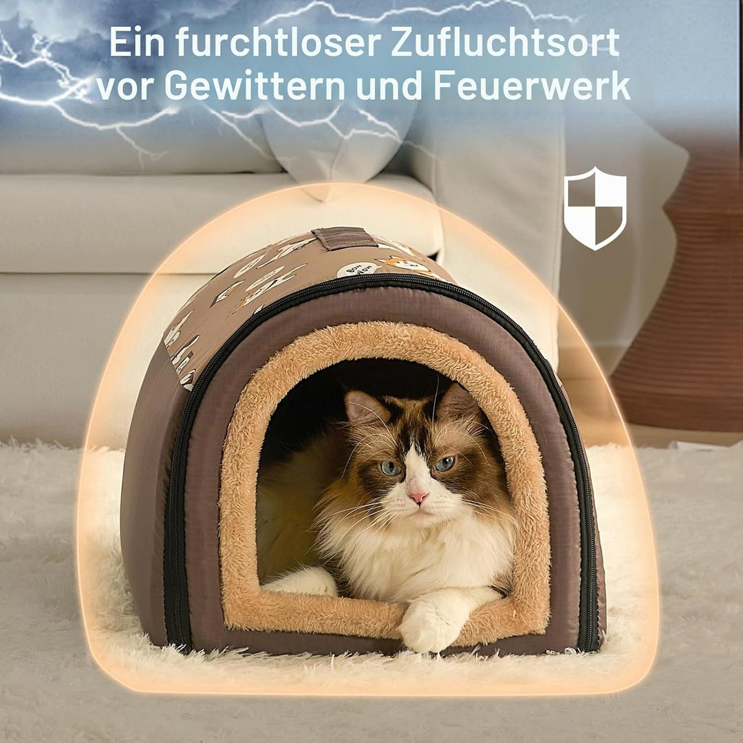 Jiupety Cozy Small Pet Hundehütte, 2 in 1 Welpenhaus, S Grösse für Katze und Welpe, Warme Höhle Schl