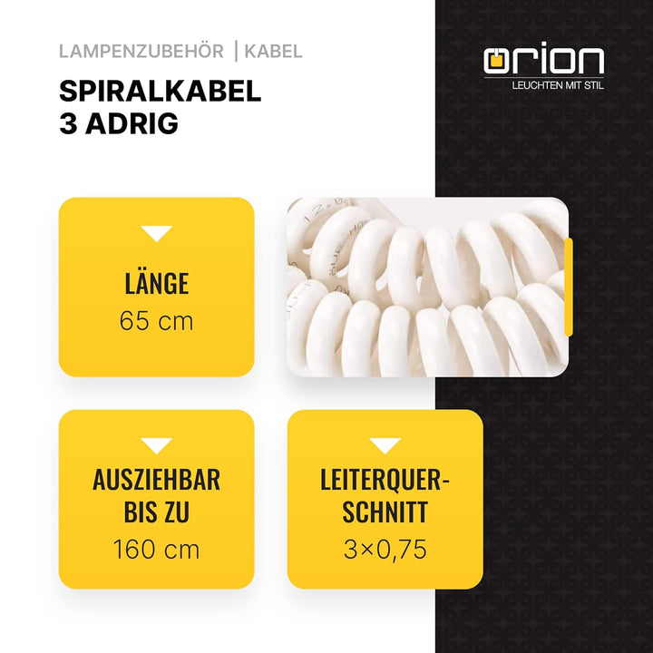 ORION LIGHTSTYLE Spiralkabel 3 adrig Spiralleitung Spiral Verlängerung Elektrokabel Leuchtenkabel La