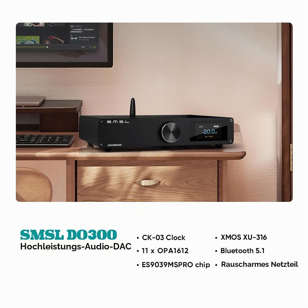 SMSL DO300 MQA-CD DAC ES9039MSPRO XMOS XU316 32bit/768kHz DSD512 Digital zu Analog Wandler USB/OPT/C