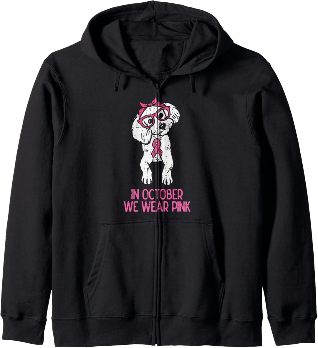Im Oktober tragen wir das Bewusstsein von rosa Pudel für Brustkrebs Kapuzenjacke