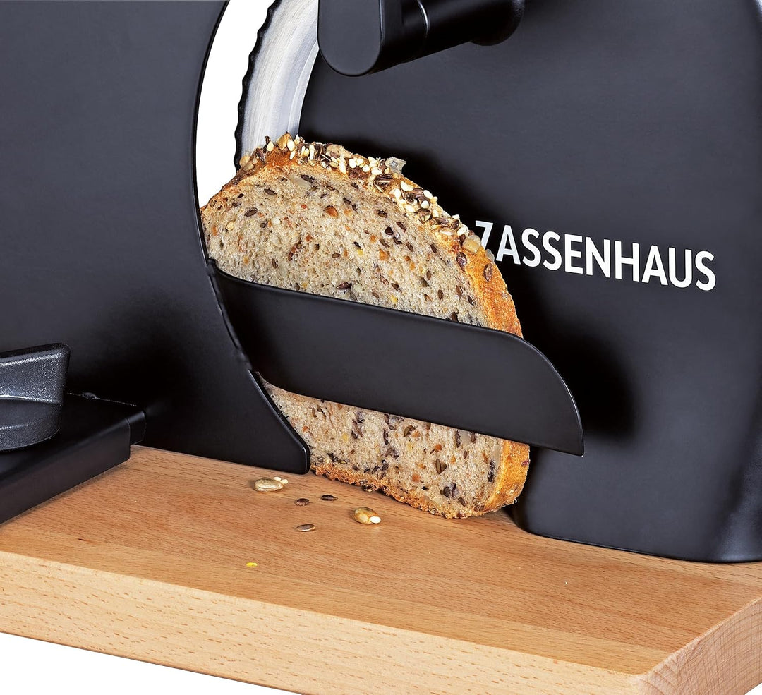 Zassenhaus Brotschneidemaschine PURE schwarz, manuelle Kurbelmaschine mit Edelstahlmesser, Spezial-W