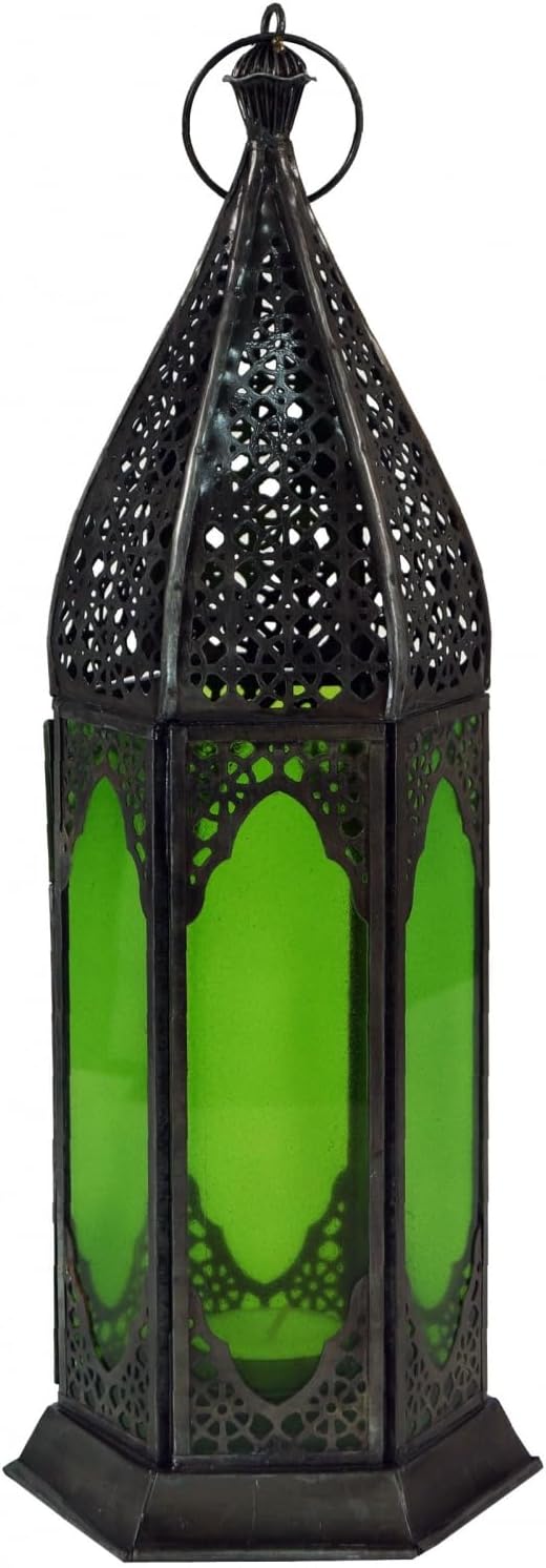 GURU SHOP Orientalische Metall/Glas Laterne in Marrokanischem Design, Windlicht, Lila, Lila