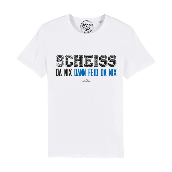 Bavariashop Bayerisches Herren T-Shirt Scheiss da nix S Weiss, S Weiß