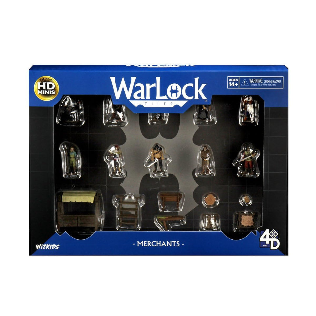 WizKids , Warlock Tiles: Accessory - Merchants, 1 + Players, Ages 12+, 30 to 60 Minutes Playing Time