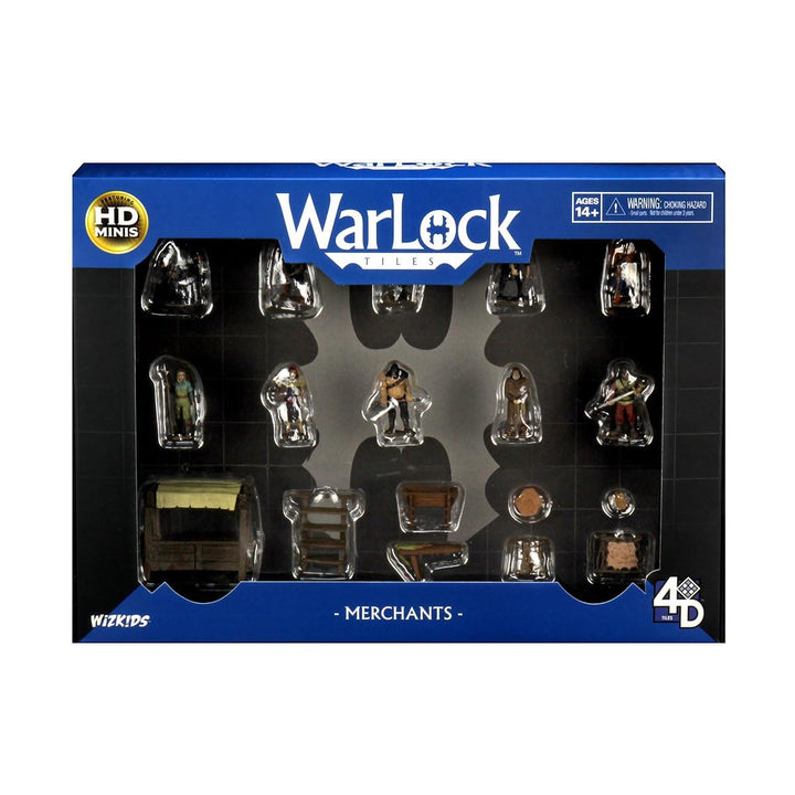 WizKids , Warlock Tiles: Accessory - Merchants, 1 + Players, Ages 12+, 30 to 60 Minutes Playing Time