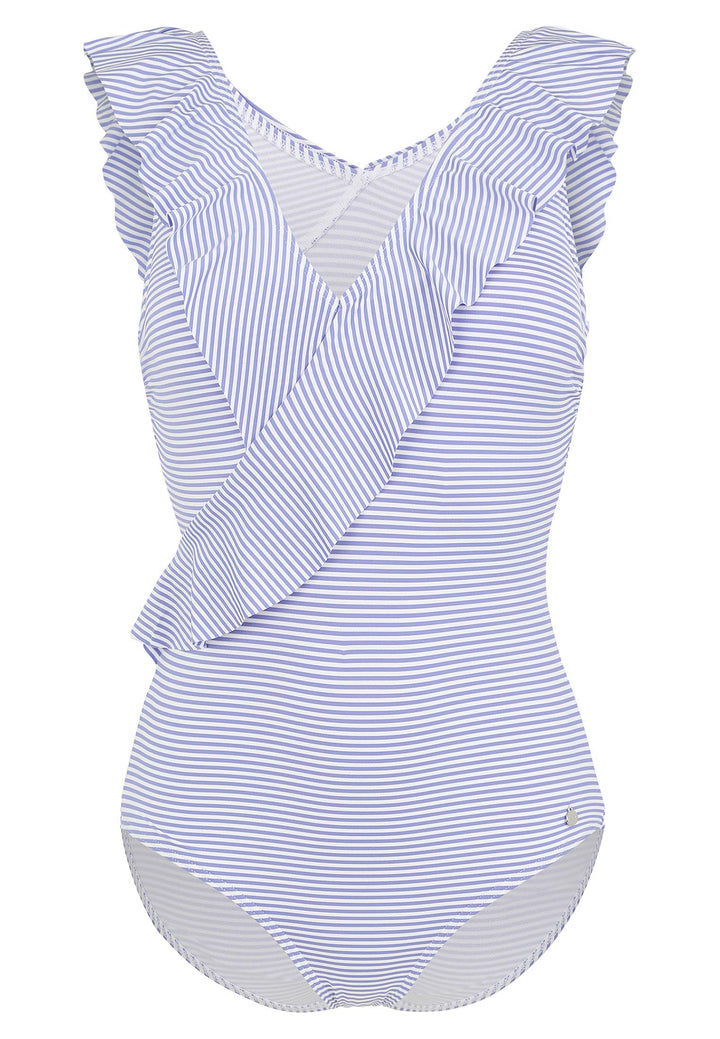 Lascana Damen Badeanzug, 36 / 70B Gestreift-blau-weiß
