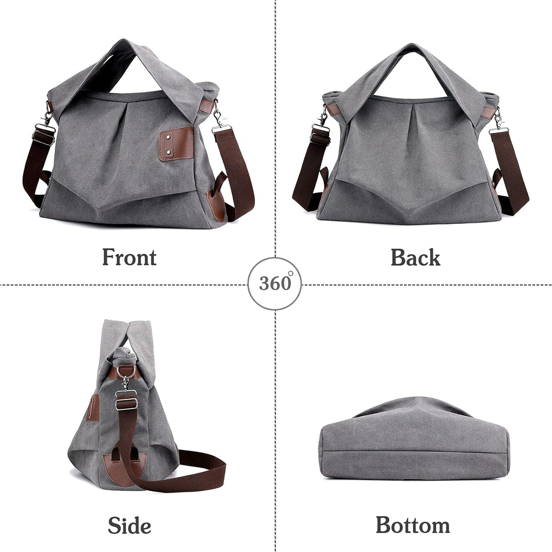 PORRASSO Damen Umhängetasche Casual Schultertasche Grosse Handtasche Frauen Canvas Shopper Tasche fü