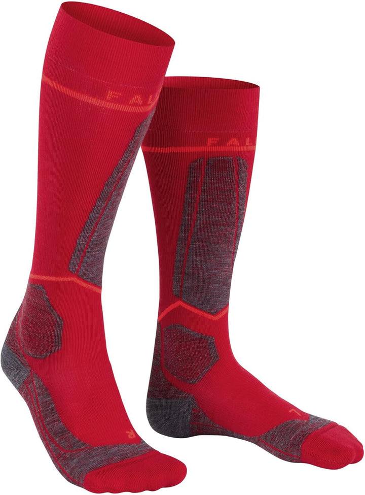 FALKE Damen Skisocken SK Energizing Wool W KH Wolle mit Kompression 1 Paar, Rot (Rose 8564) - Wadenu