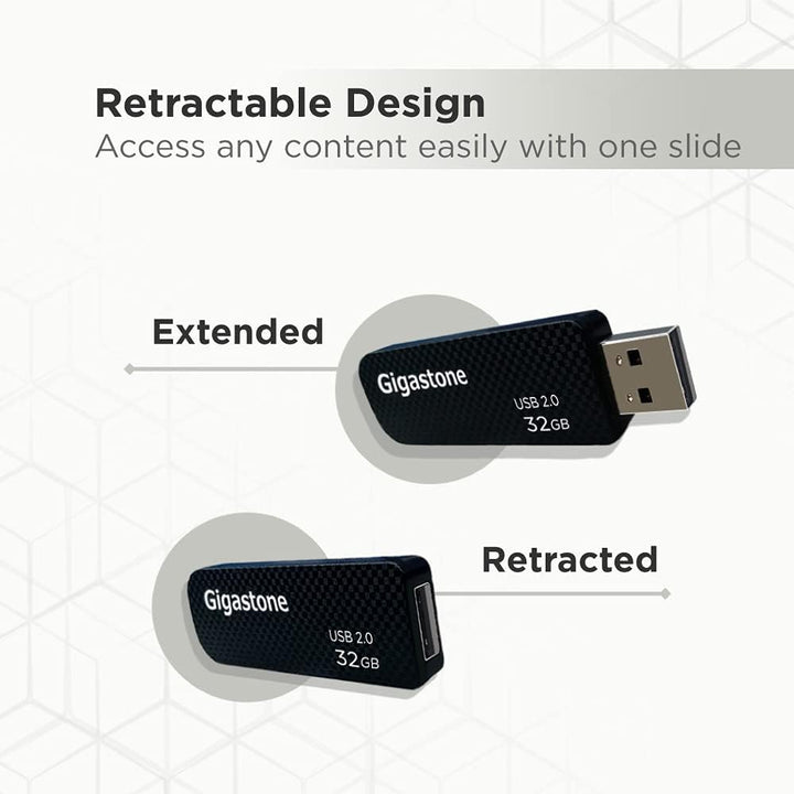 Gigastone V30 32GB USB 2.0 Flash-Laufwerk, Einziehbarer PC-Schlüssel für MacBook Laptop, Windows Mac
