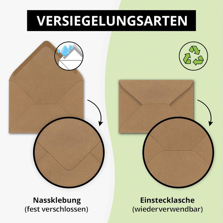 Briefumschläge in Sandbraun (braun)- 100 Stück - DIN C5 Kuverts 22,0 x 15,4 cm - Kraftpapier - Nassk