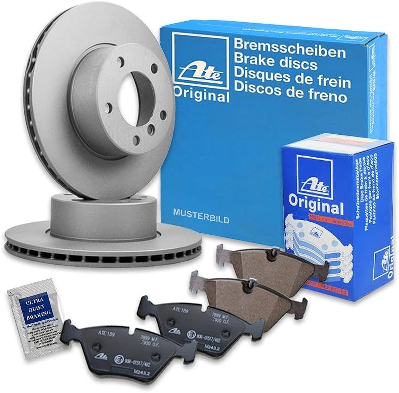 ATE Bremsenset Vorderachse inkl. Bremsscheiben vorne Ø 255 mm belüftet und Bremsbeläge vorne Kompati