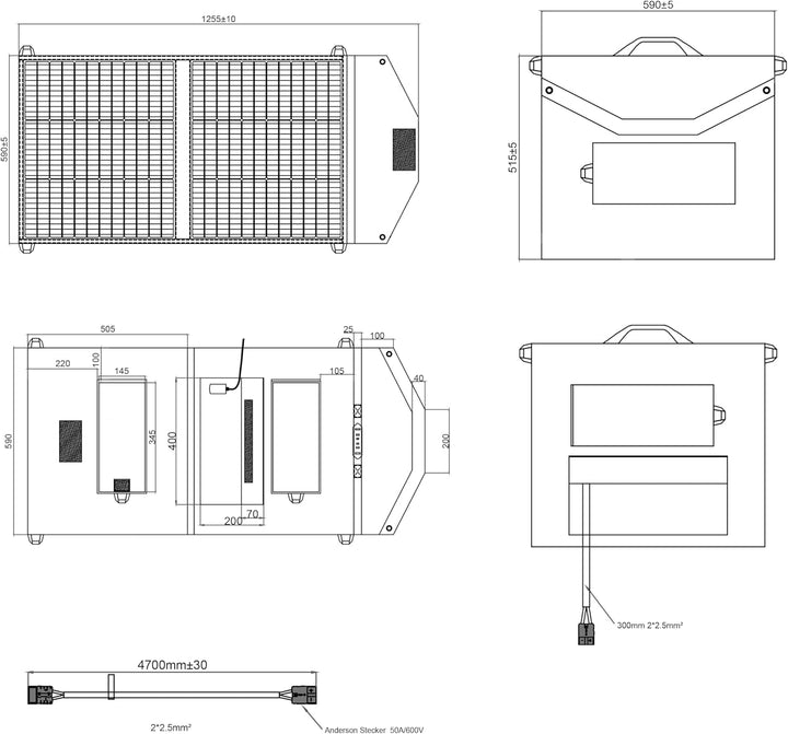 WATTSTUNDE SOLA Ease 100W SunFolder Solartasche - Mobiles 12V Outdoor Solarpanel - faltbares Solarmo