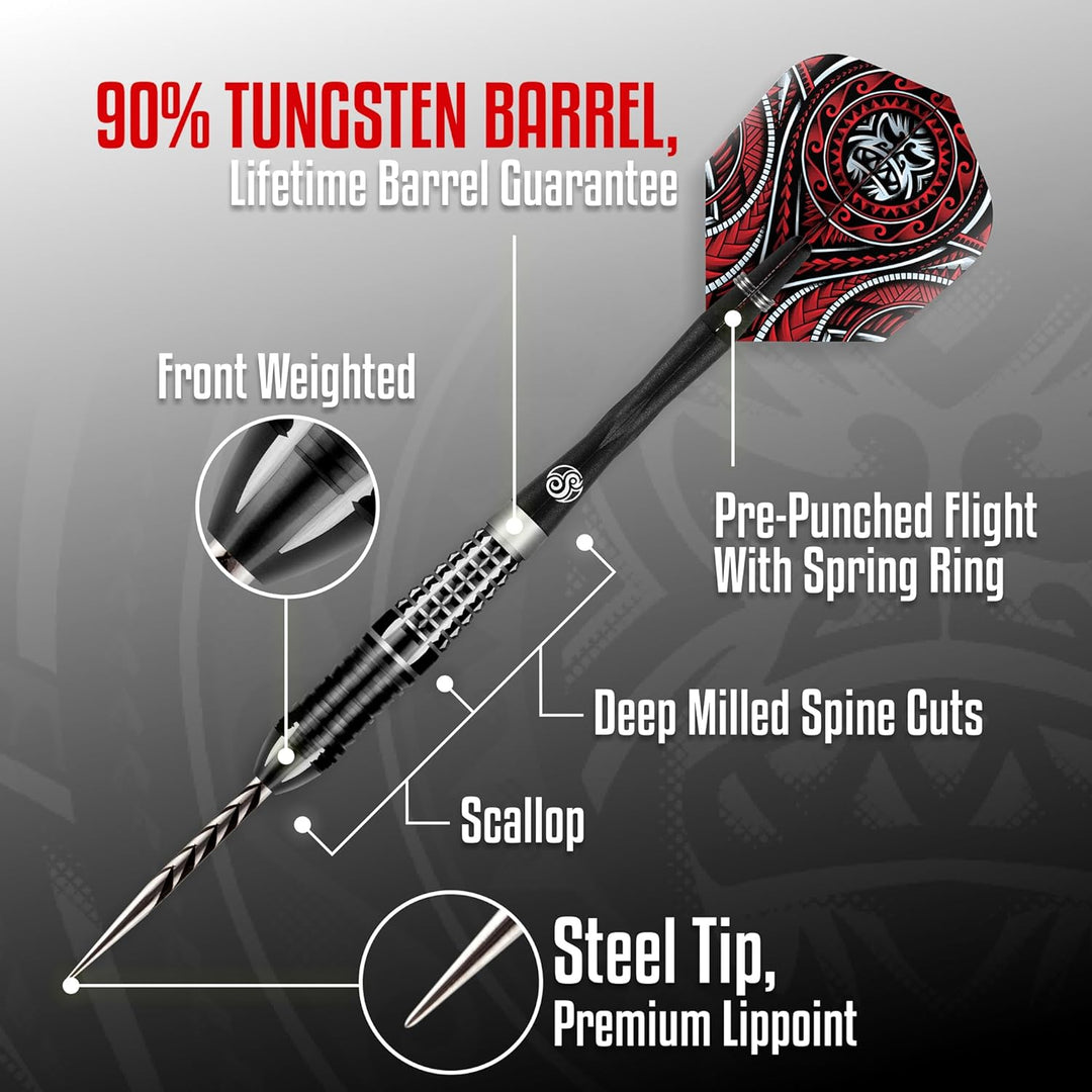 Shot Steel Darts Tribal Weapon Savage 90% Tungsten Steeltip Darts Steeldart Dartpfeile Set 22 Gramm,