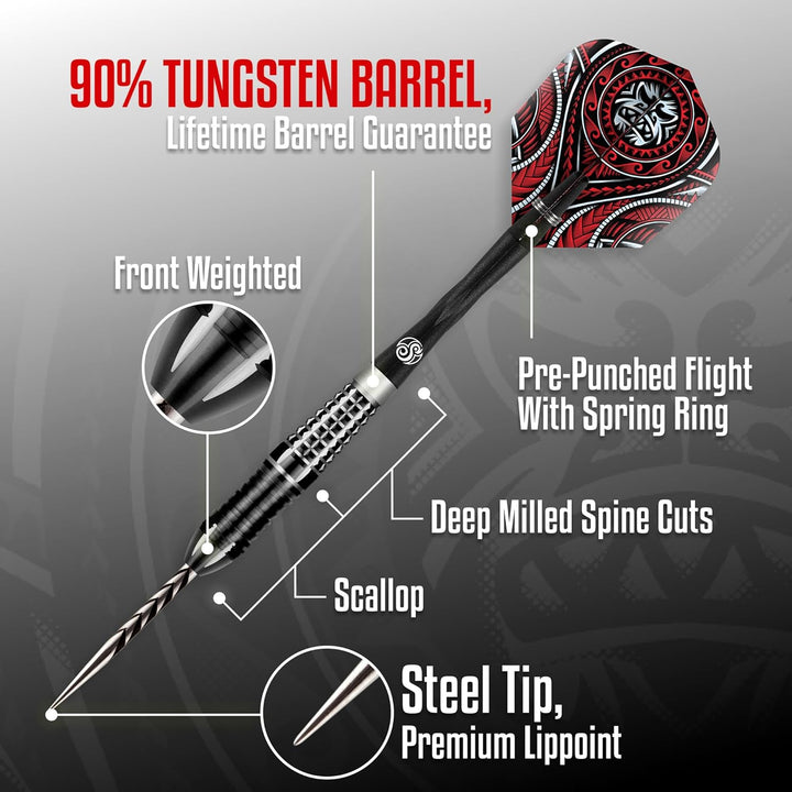 Shot Steel Darts Tribal Weapon Savage 90% Tungsten Steeltip Darts Steeldart Dartpfeile Set 22 Gramm,