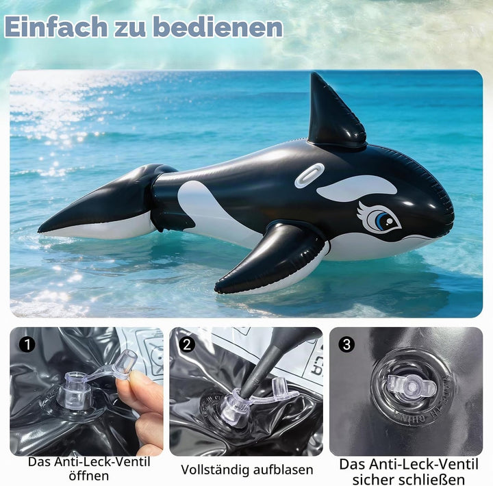 Luftmatratze Pool, dellyy Wal Schwimmtiere für den Pool, Aufblasbare Wal Wassertiere, Pool Float Kin
