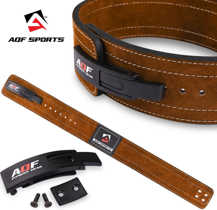 AQF Gewichthebergürtel Lever Schnalle, 4" Breit 10mm Dick Leder Belt - Genehmigt IPL USPA Kraftraini