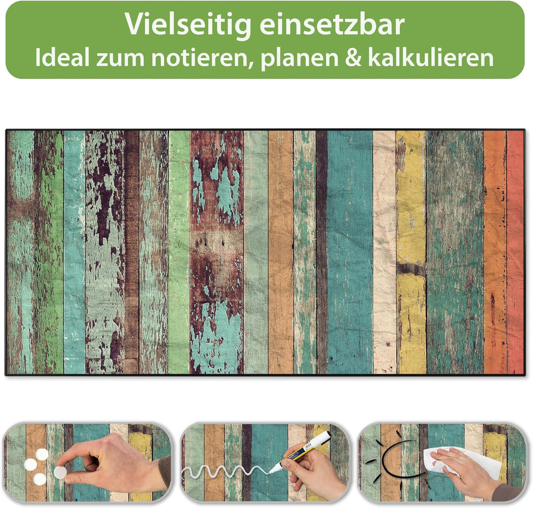 banjado Magnettafel schwarz 78 x 37cm / Magnetwand Metall/Magnetpinnwand als Memoboard/Pinnwand Magn