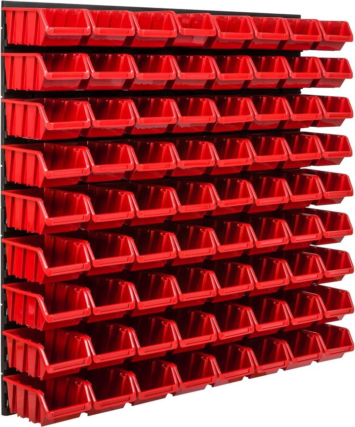 Lagersystem Werkstattregal | 78 x 78 cm | 72 stck. Box | Wandregal mit Stapelboxen - Wandplatten Ext