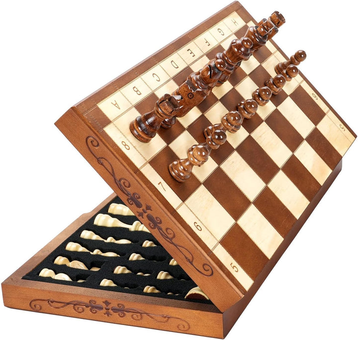 Magnetisches Schach- und Dame-Set, Brettspiele, Kinder und Erwachsene, aus Holz, faltbar, handgeschn