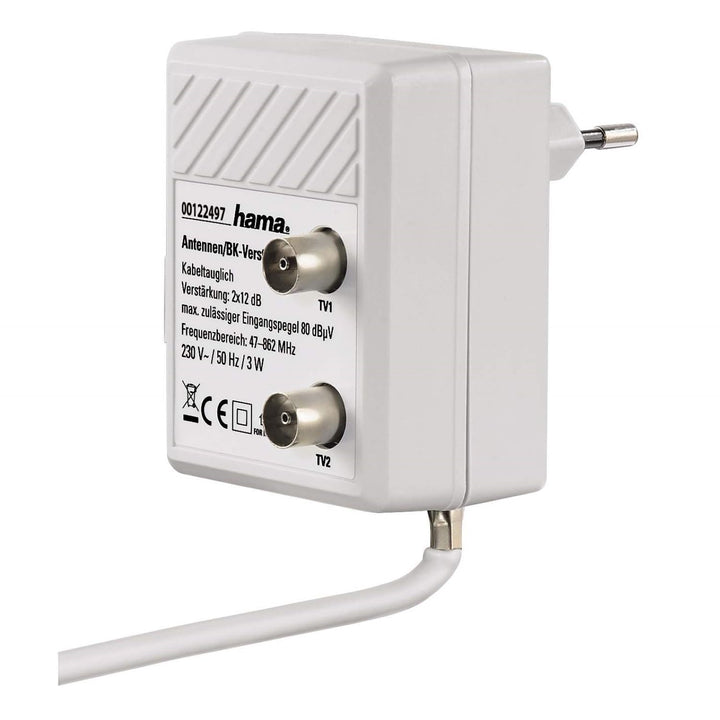 Hama Antennen-Zweigeräteverstärker (2-Port, 2x 12dB) weiss