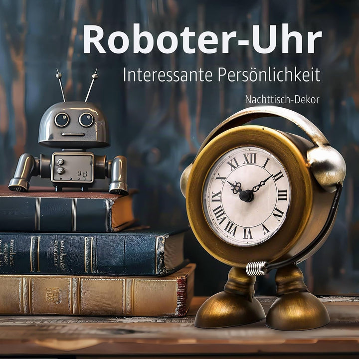 YOUKI Roboter Kaminuhr,Standuhr Klein,Tischuhr Vintage,Standuhren for Wohnzimmer und Schlafzimmer，Ka