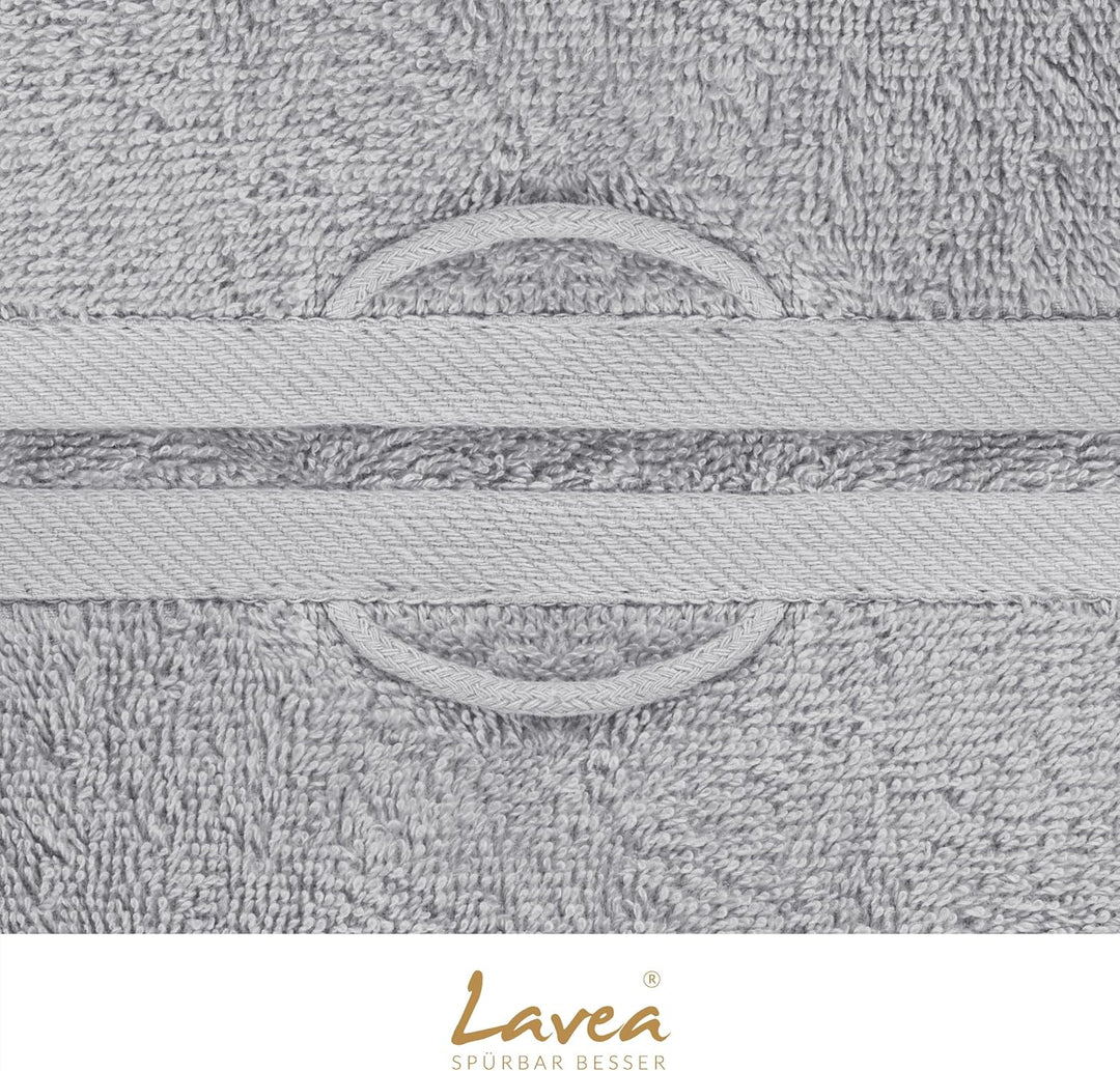 Lavea 2er Set Saunatuch 80x200cm, Frottierserie Elena, Silber 2 x 80 x 200 cm Silber, 2 x 80 x 200 c