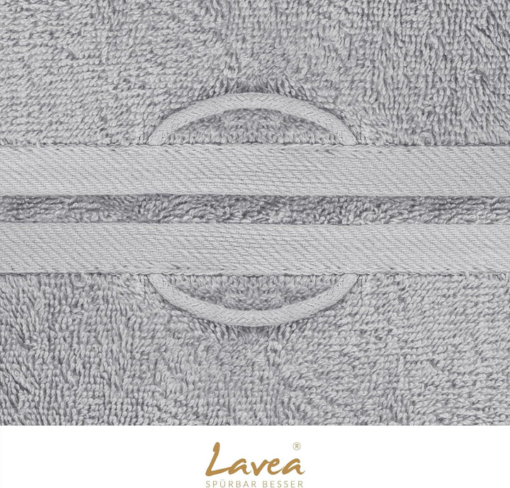 Lavea 2er Set Saunatuch 80x200cm, Frottierserie Elena, Silber 2 x 80 x 200 cm Silber, 2 x 80 x 200 c