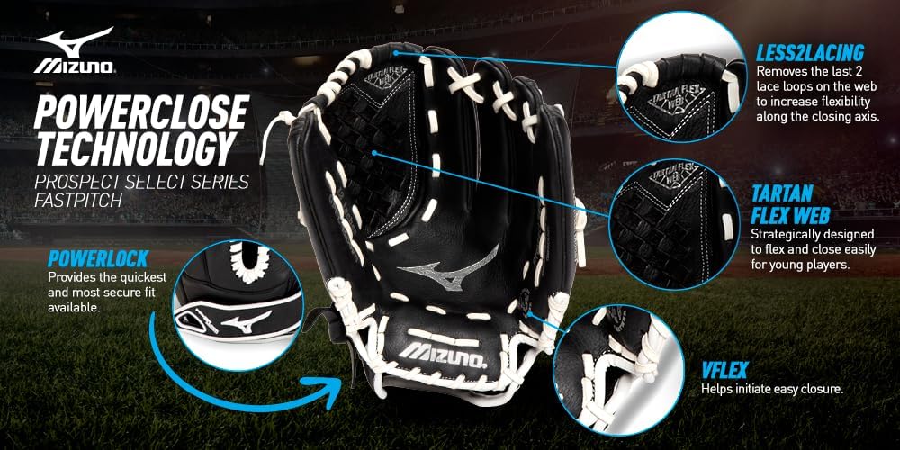 Mizuno Prospect Select Fastpitch Softball-Handschuh-Serie | Vollnarbenleder | weibliche spezifische