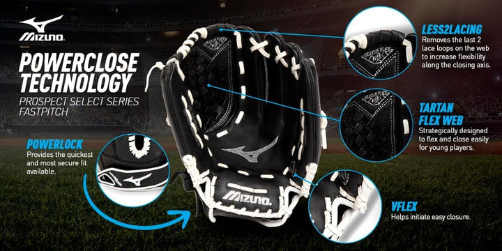 Mizuno Prospect Select Fastpitch Softball-Handschuh-Serie | Vollnarbenleder | weibliche spezifische