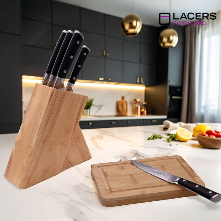 Lacers PurpleLine 6-tlg. Messerset mit Messerblock Holz – Profi Küchenmesser Set Edelstahl Scharf –