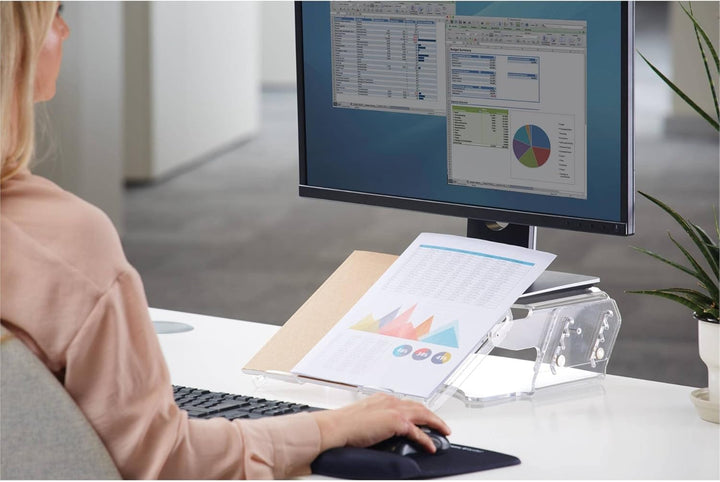 Fellowes Clarity Monitorständer, höhenverstellbar, mit integriertem Vorlagenhalter, transparent Vers