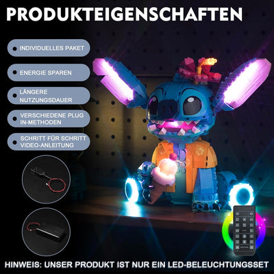 Fernbedienung Licht-Kit für Lego Disney Stitch (Nicht Lego), Led Beleuchtungs Set für Lego 43249 Sti