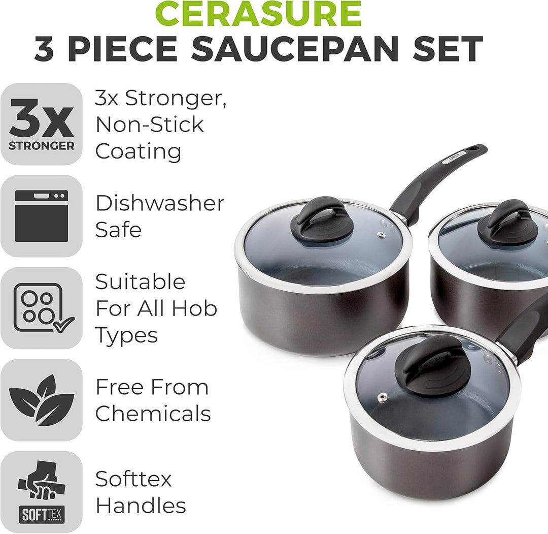 TOWER Home & Kitchen›Cooking & Dining›Cookware Pans Pot Sets, Keramik, Graphit, 21 cm 3 Stück, 3 St&