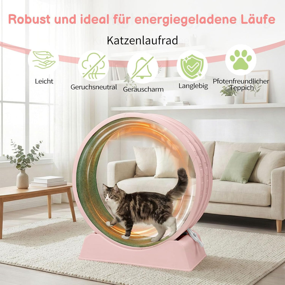 LEADZM Katzenlaufrad 80cm Durchmesser - Laufrad Katze aus Kunststoff, Inklusive Teppich und Katzensp
