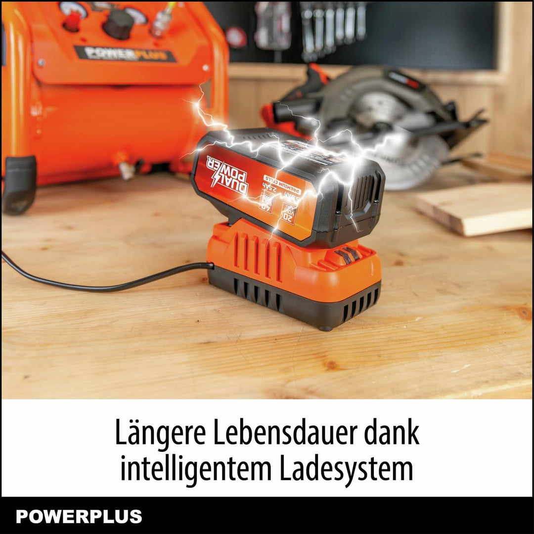 POWERPLUS - Dual Power Akku- und Ladegerät-Set POWDP90640-2x20V, 5.0Ah, 2.5Ah Akku - für 20V & 40V W
