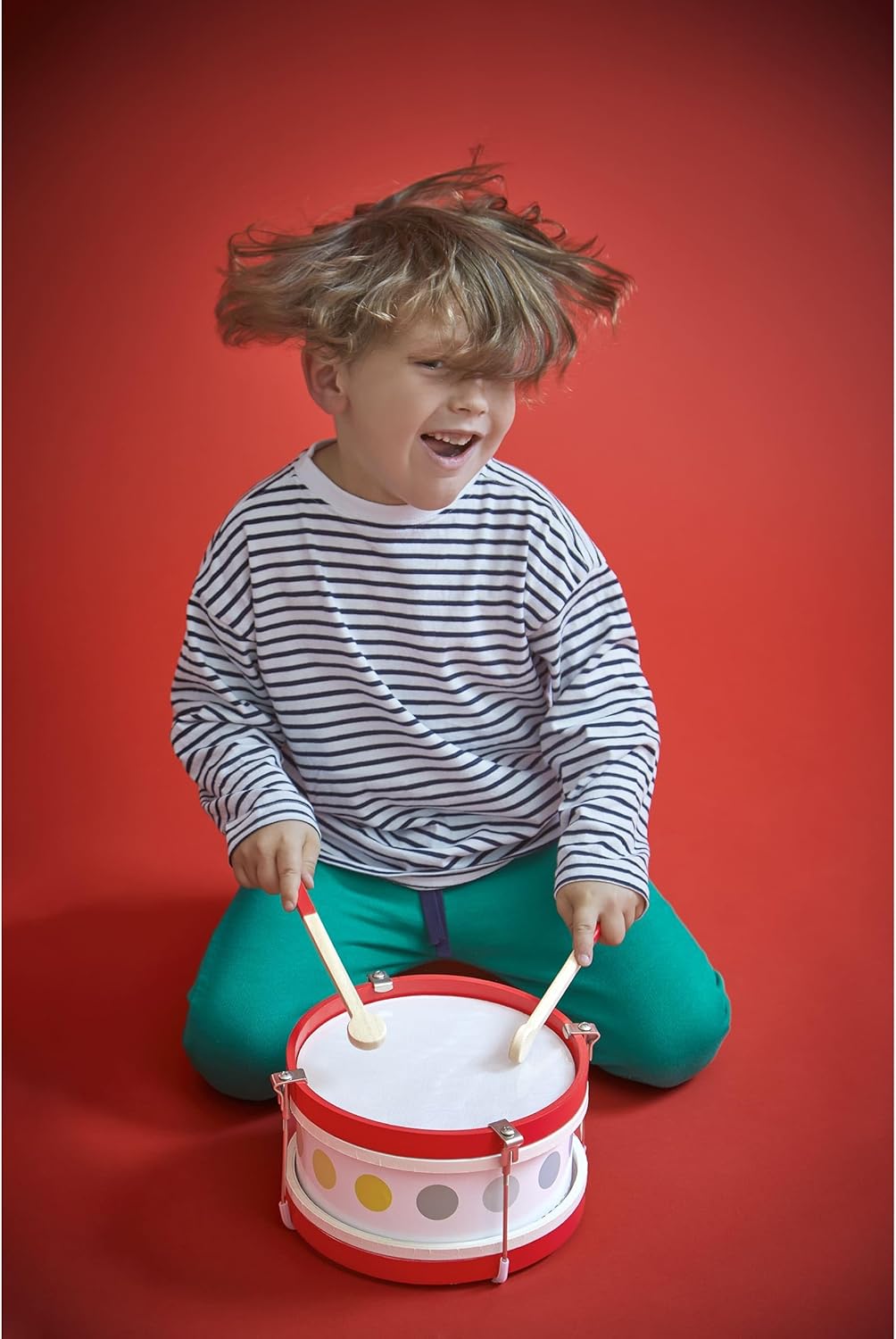 Janod - My First Confetti Holz-Trommel, Kinder-Musikinstrument, Spielzeugnachbildung und Spielzeug f