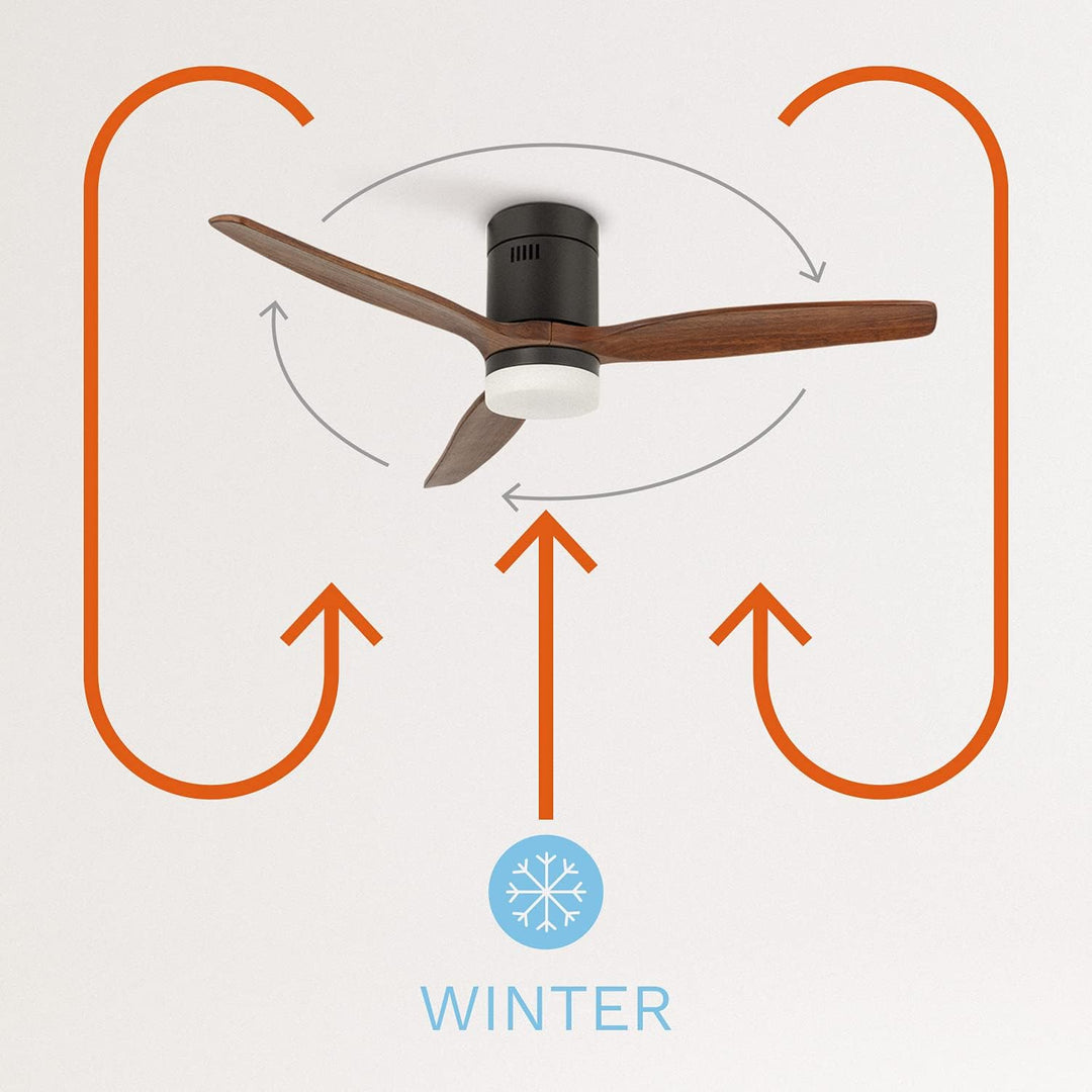 CREATE / WINDCALM/Deckenventilator mit Beleuchtung und Ferbedienung, schwarzer Sockel mit dunklen Ho