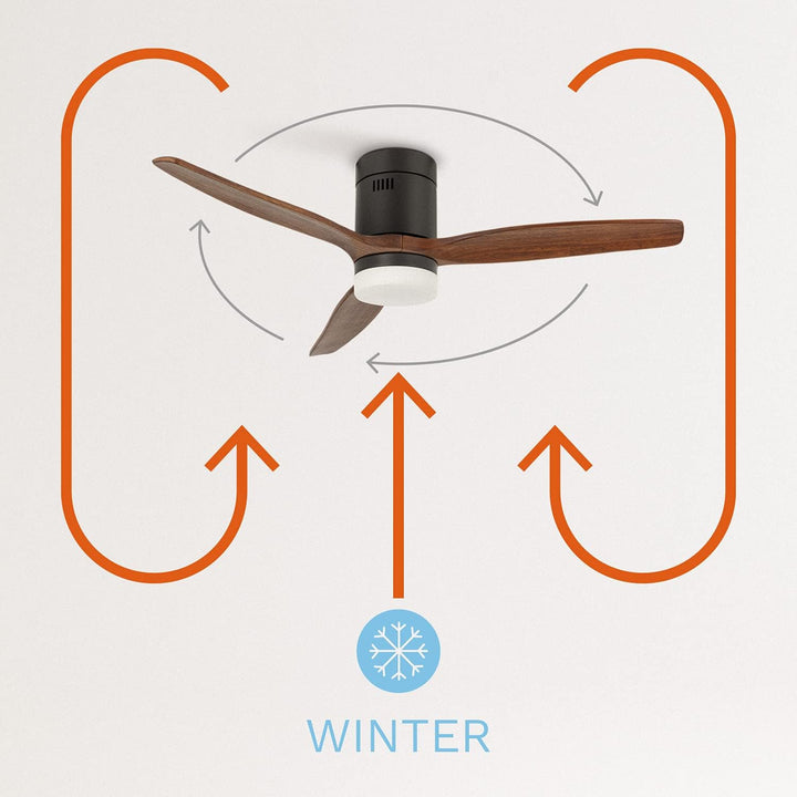 CREATE / WINDCALM/Deckenventilator mit Beleuchtung und Ferbedienung, schwarzer Sockel mit dunklen Ho