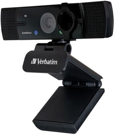 Verbatim Webcam mit Dual-Mikrofon, externe Kamera für Computer oder Laptop mit Ultra HD 4K Autofokus